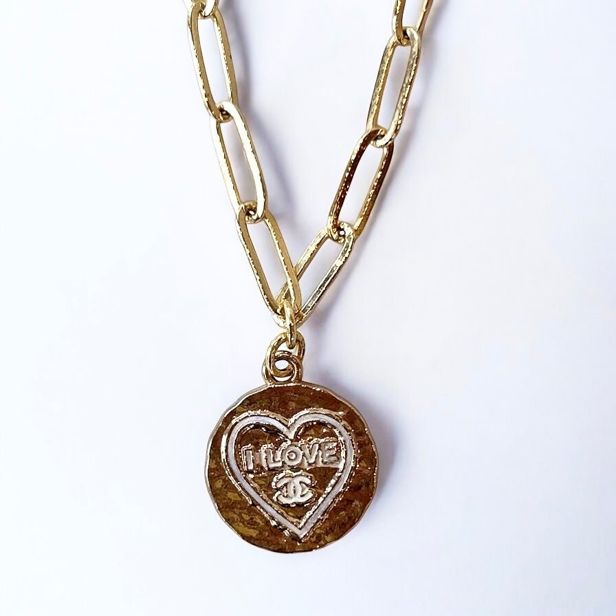 I Love CC Gold Chain Necklace Upcycled & Repurposed - Boho Mamma Store