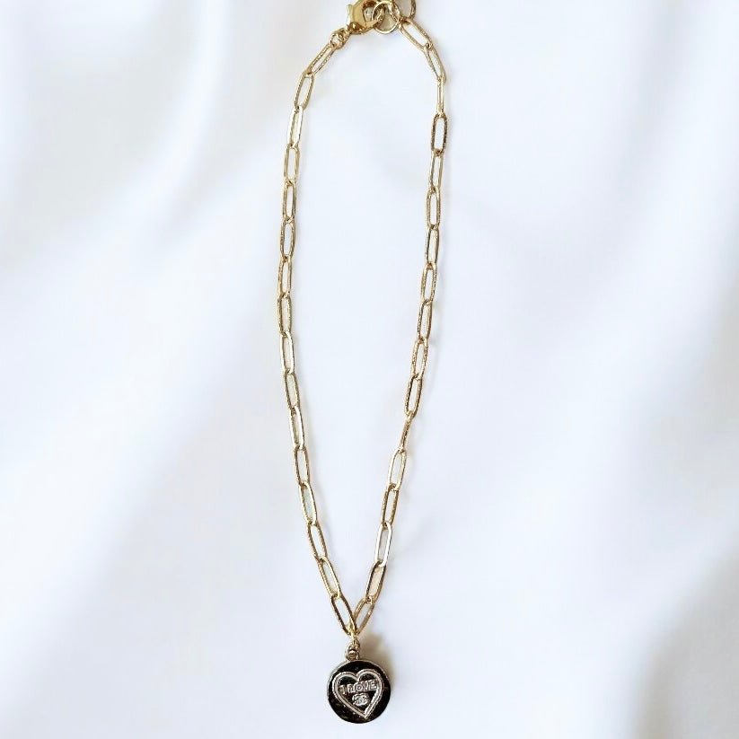 I Love CC Gold Chain Necklace Upcycled & Repurposed - Boho Mamma Store