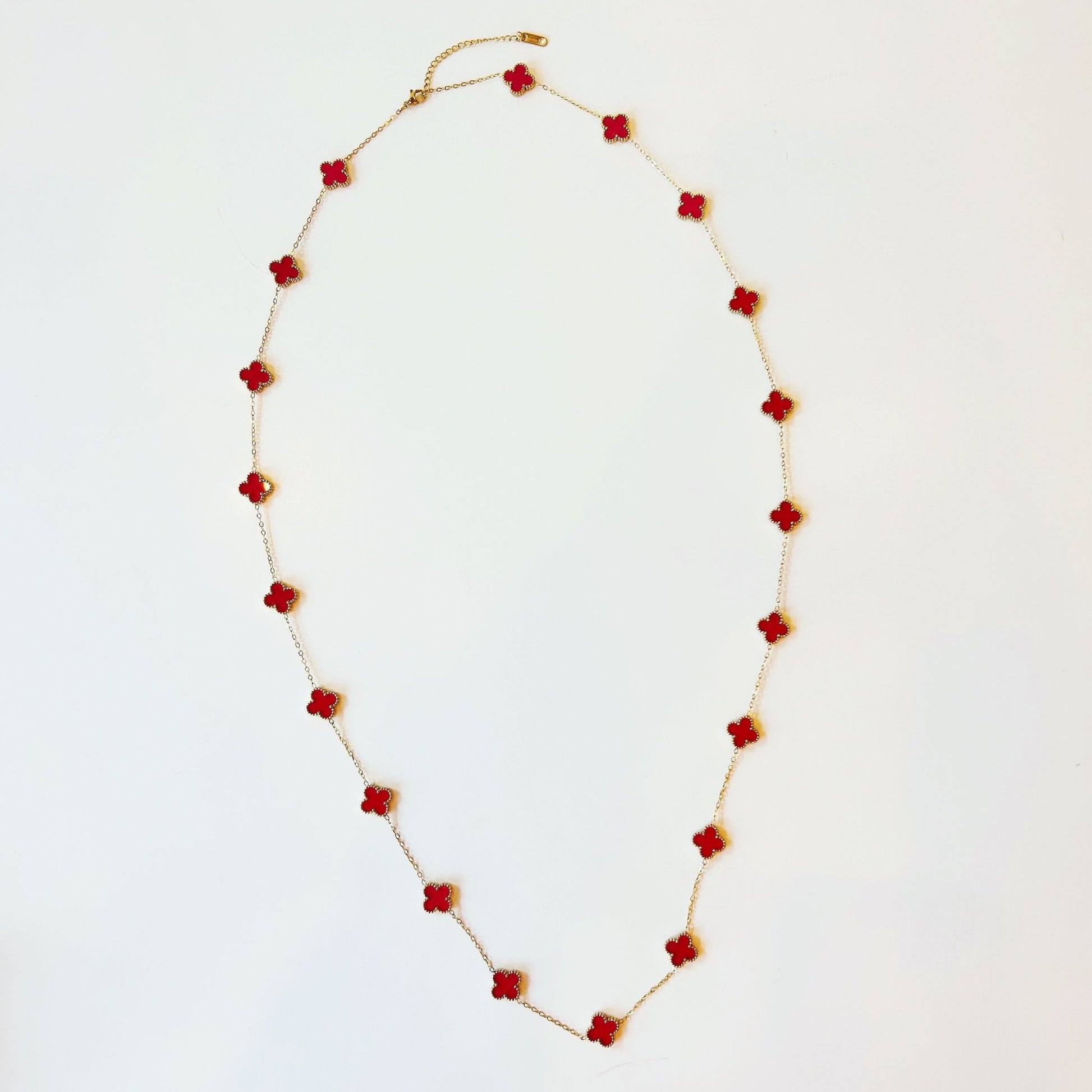 Lady in Red Clover Necklace - Boho Mamma Store