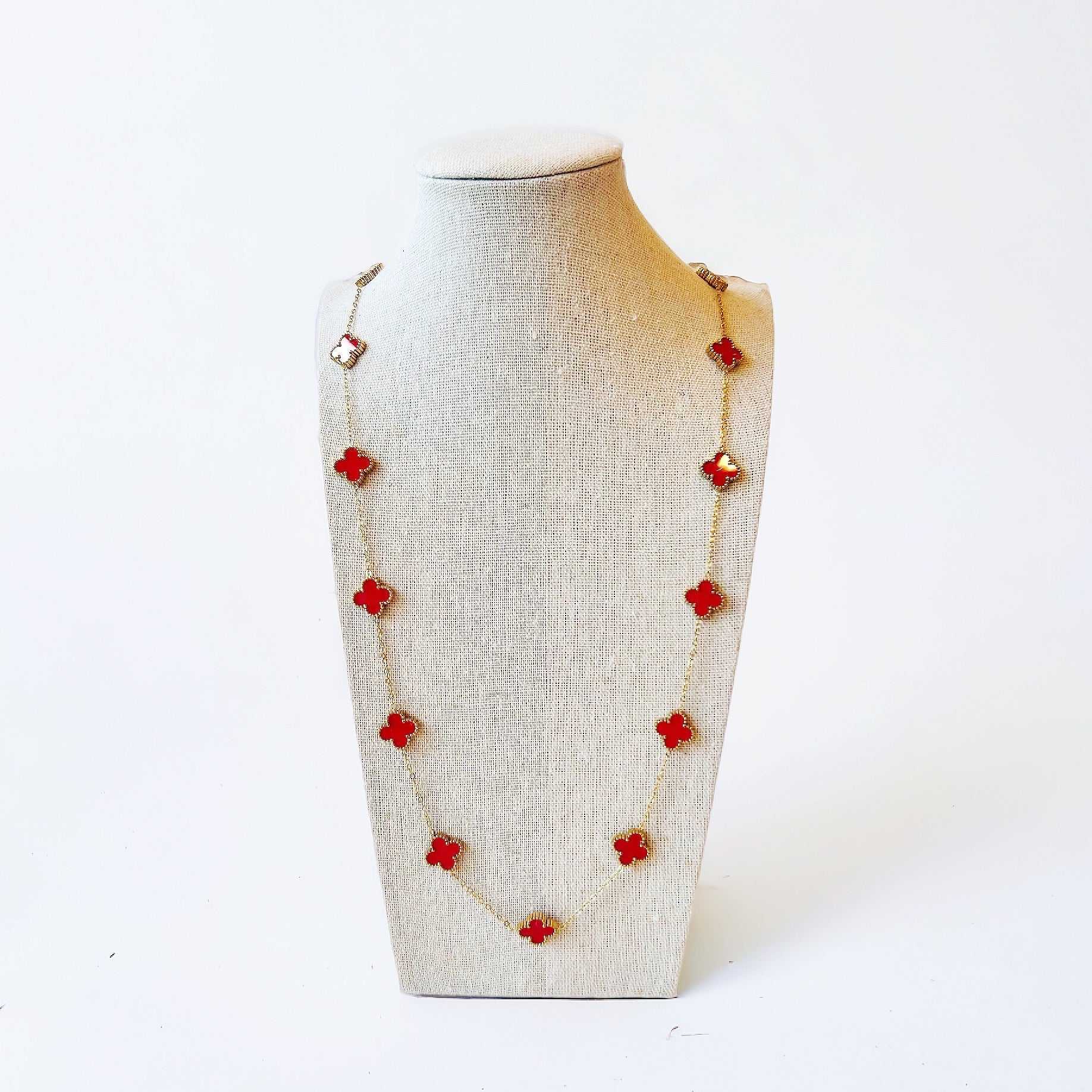 Lady in Red Clover Necklace - Boho Mamma Store