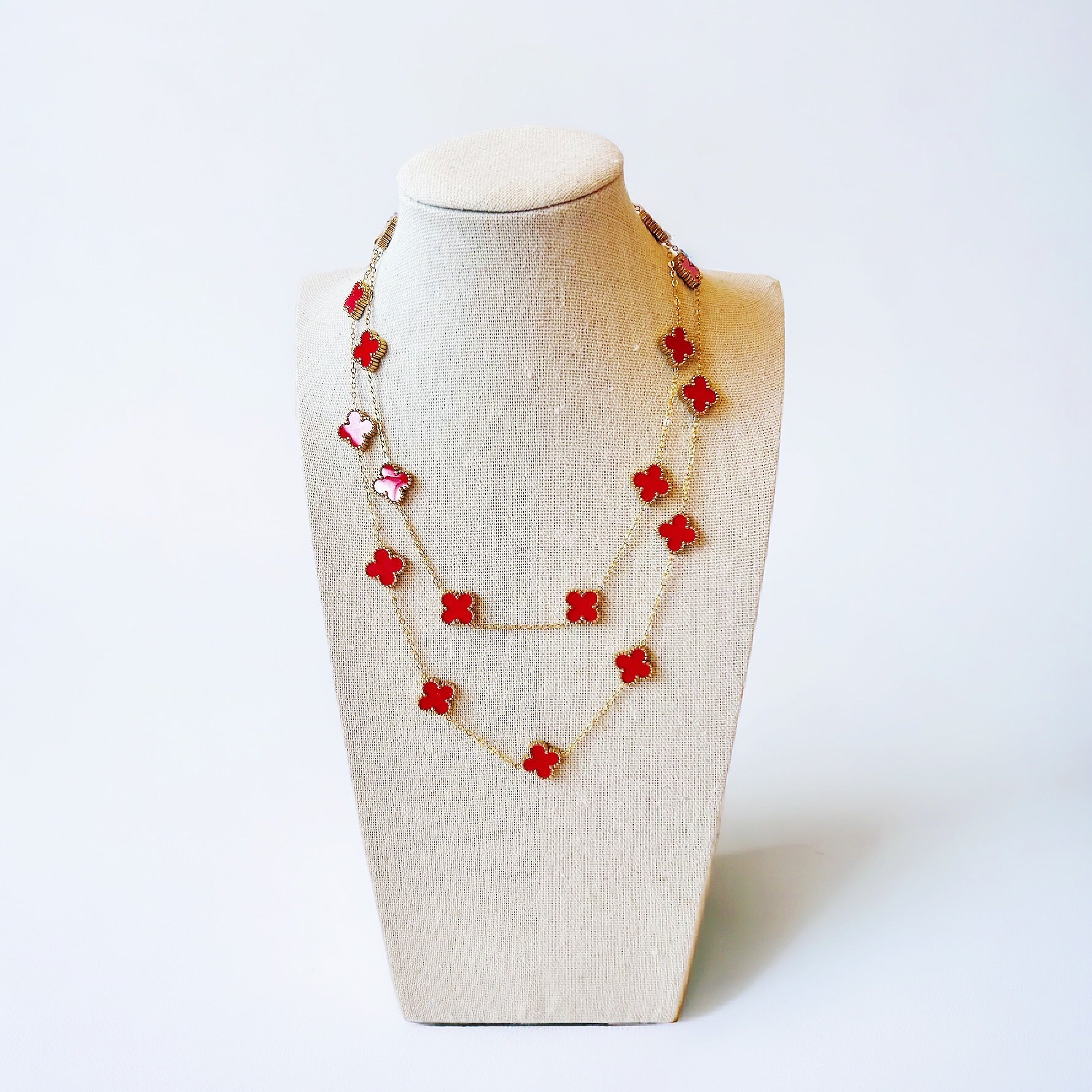 Lady in Red Clover Necklace - Boho Mamma Store