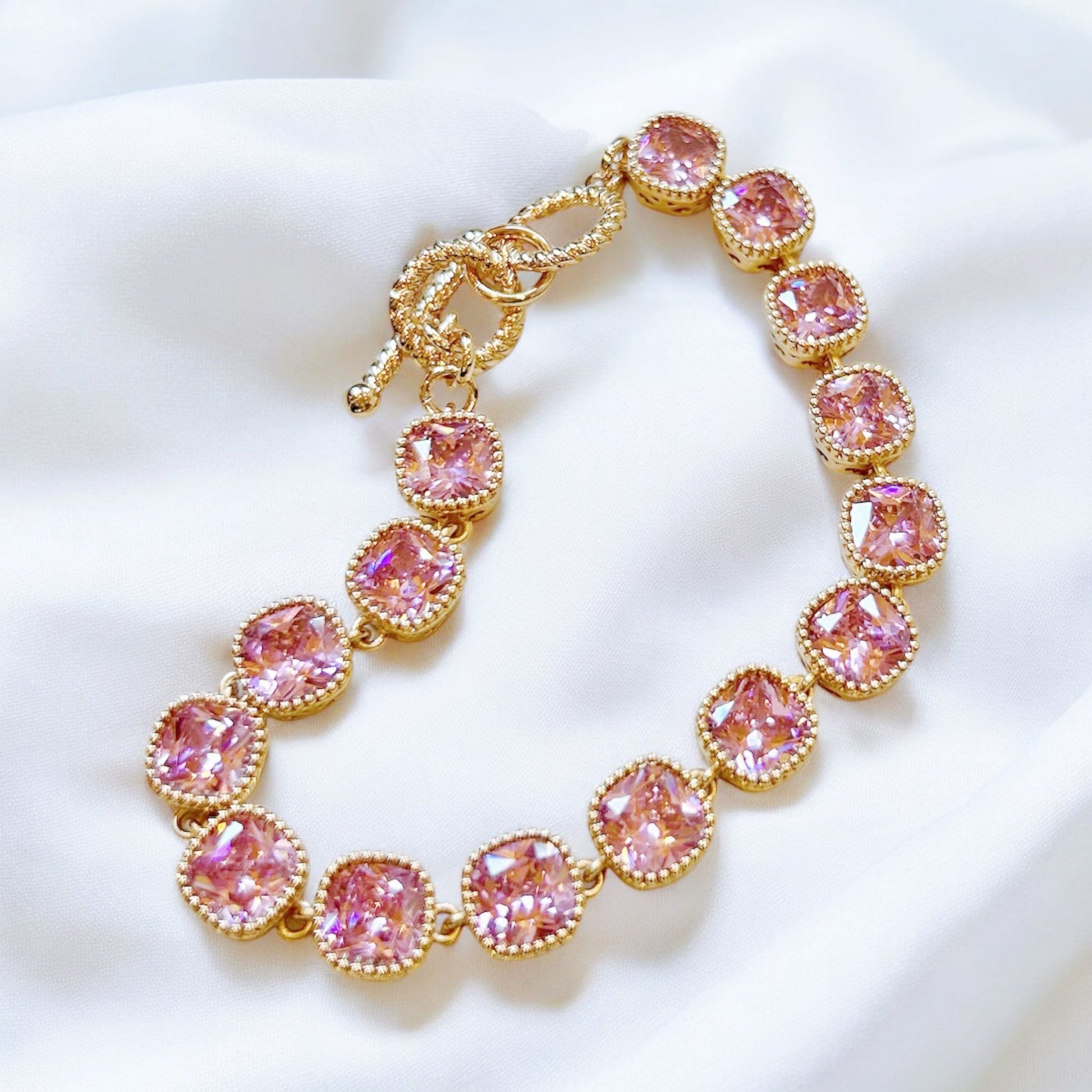 Pink Iced Out Rhinestone Bracelet - Boho Mamma Store